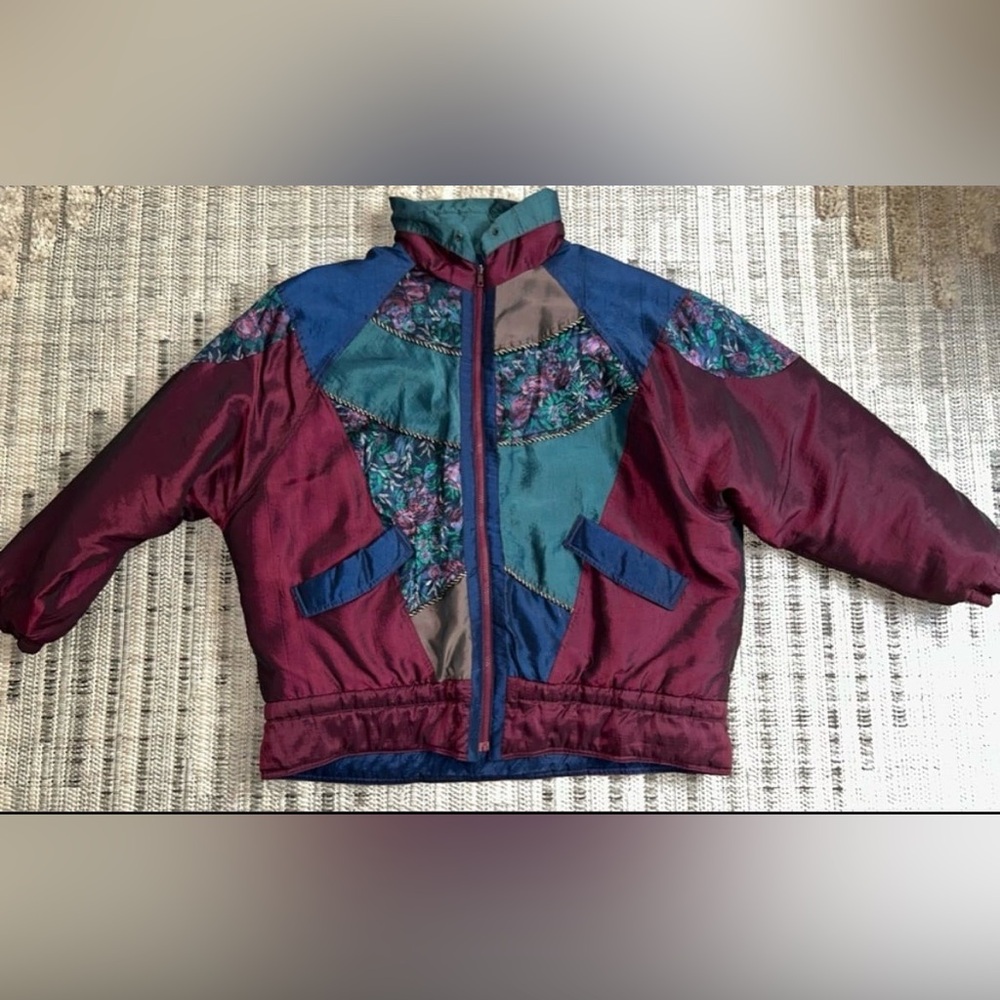 Vintage 80s Diana Marco Patchwork Floral Quilt Coat Jacket  READ